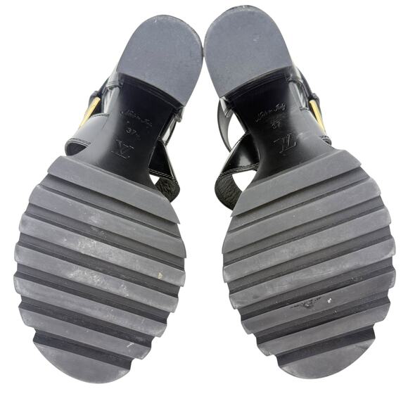 Louis Vuitton Star Trail Monogram Glazed Leather Sandals Black Size 37 - Picture 8 of 10